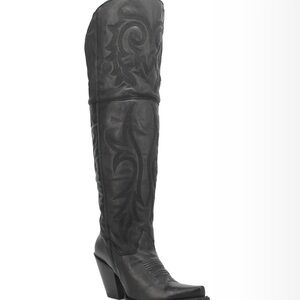 Black Leather Knee-High Boots